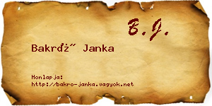 Bakró Janka névjegykártya